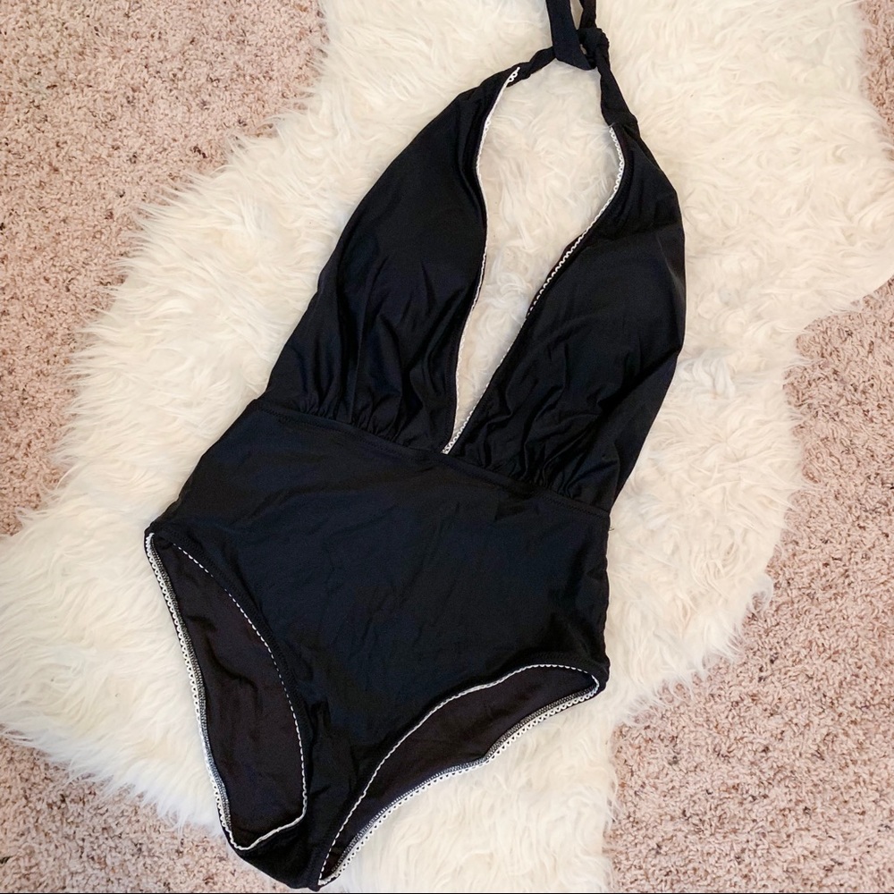 Cupshe Black Halter One-Piece Bathing Suit